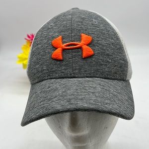 Under Armour Gray Orange Logo Baseball Hat size youth small HT3430B